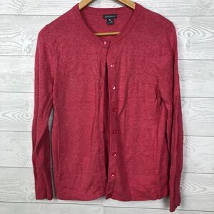 Eddie Bauer Women's Medium Long Sleeve Button Front Cardigan Sweater Solid Pink